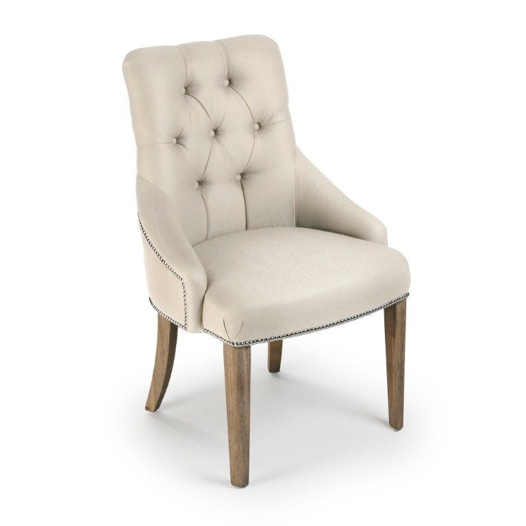 Zentique Anneau Solid Oak Dining Chair with Linen Upholstery — Sleek Ergonomic Design, Durable Craftsmanship CF164 E272 A003
