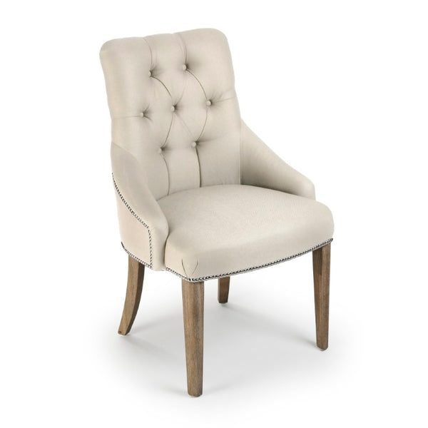 Zentique Anneau Solid Oak Dining Chair with Linen Upholstery — Sleek Ergonomic Design, Durable Craftsmanship CF164 E272 A003