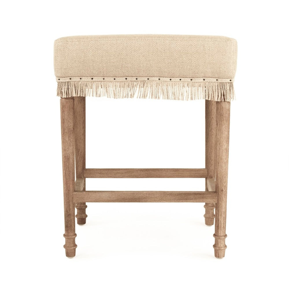 Zentique Lucas Counter Stool: Luxurious Grey Oak Design With Plush Linen Cushion For Stylish Comfort At Home Limed Grey Oak,Hemp Linen Oak,Linen Cf167 Counter E272 H009