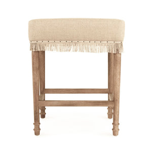 Zentique Lucas Counter Stool: Luxurious Grey Oak Design With Plush Linen Cushion For Stylish Comfort At Home Limed Grey Oak,Hemp Linen Oak,Linen Cf167 Counter E272 H009