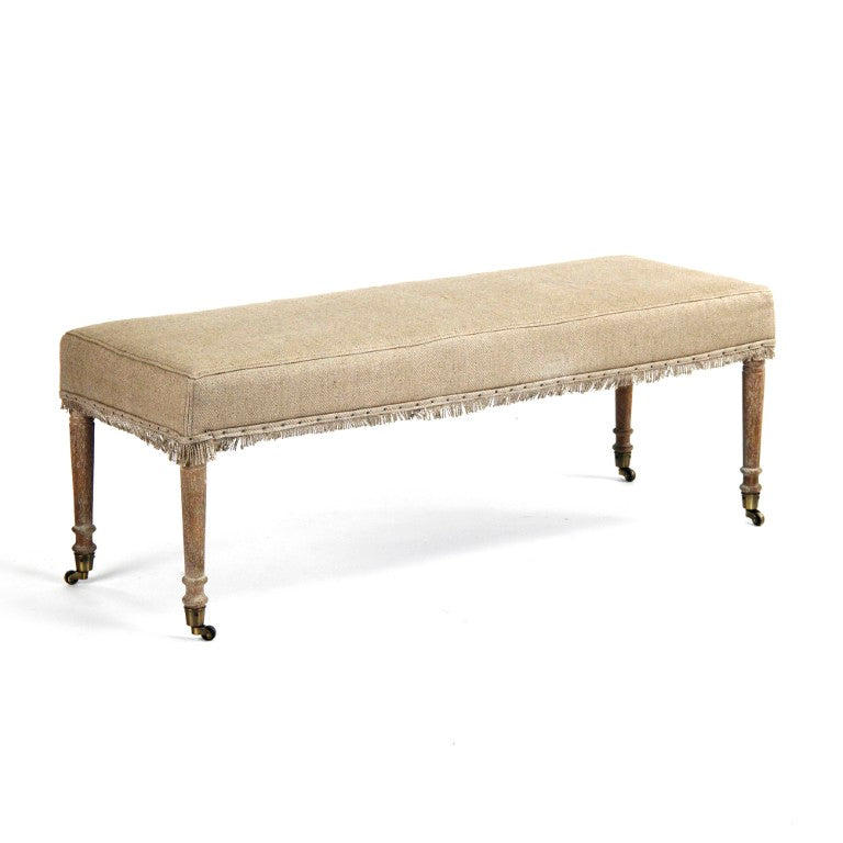 Zentique Laurent Oak Bench with Padded Linen Seat — Contemporary Entryway Accent, Sturdy Joinery, 50.5"W CF168 E272 H009 REC