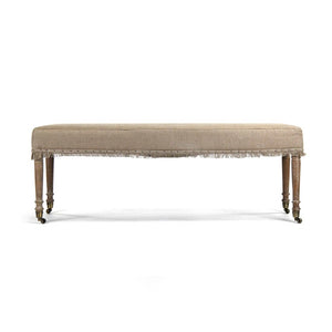 Zentique Laurent Oak Bench with Padded Linen Seat — Contemporary Entryway Accent, Sturdy Joinery, 50.5"W CF168 E272 H009 REC