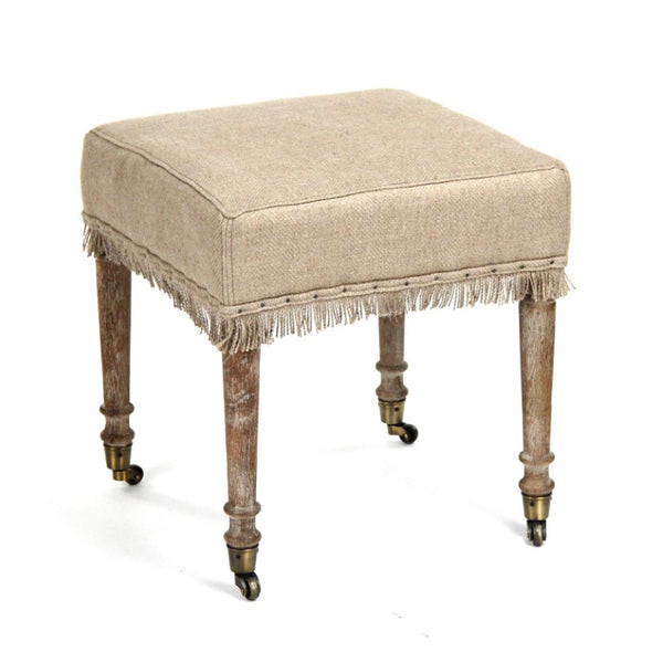 Zentique Lucas Bench Compact Oak Frame with Linen Seat — Modern Rustic Entryway Accent for Small Spaces CF168 E272 H009 SQU