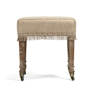 Zentique Lucas Bench Compact Oak Frame with Linen Seat — Modern Rustic Entryway Accent for Small Spaces CF168 E272 H009 SQU