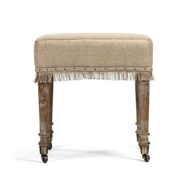 Zentique Lucas Bench Compact Oak Frame with Linen Seat — Modern Rustic Entryway Accent for Small Spaces CF168 E272 H009 SQU