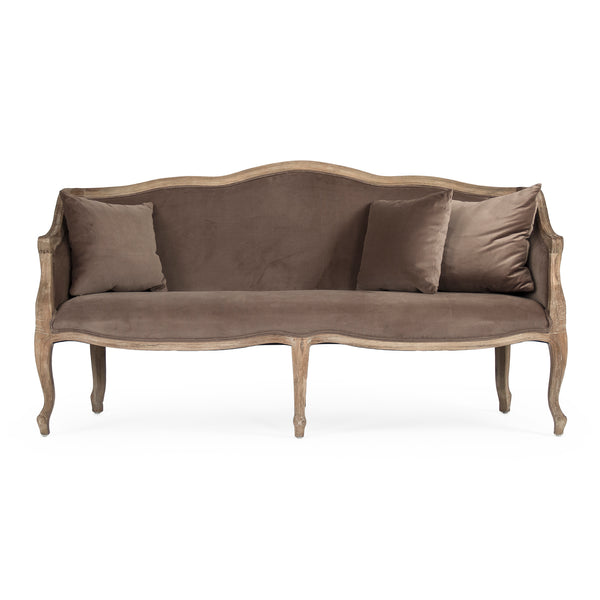 Benton Sofa Limed Grey Oak, Brown Velvet CFH170-3 E272 V011 Zentique
