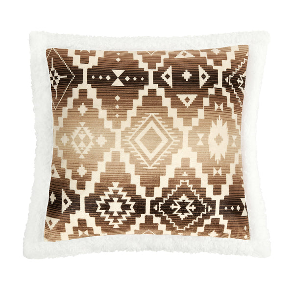 Hiend Accents Chalet Aztec Campfire Sherpa Pillow - Cozy Geometric Accent For Modern Living And Adventure Lovers Multi Color Shell, 100% Polyester,Fill, 100% Polyester Cf1779pl-os-oc