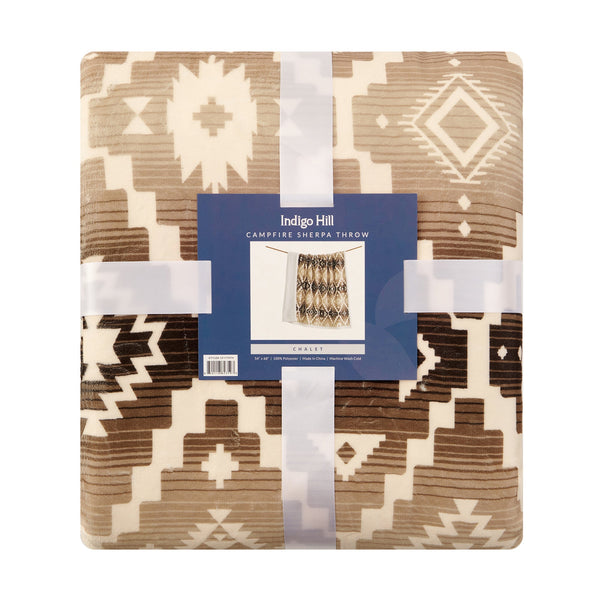 Hiend Accents Chalet Aztec Campfire Sherpa Throw - Embrace Cozy Evenings With Rustic Charm And Plush Comfort Multi Color Front, 100% Polyester,Back, 100% Polyester (Sherpa Fabric) Cf1779th-os-oc