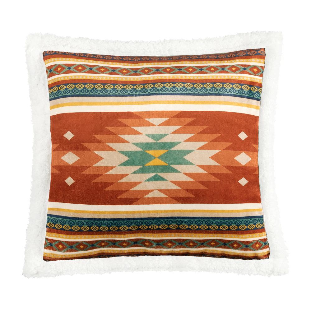 Hiend Accents Del Sol Campfire Sherpa Pillow - Cozy Southwestern Accent With Vibrant Aztec Patterns For Home Decor Multi Color Shell, 100% Polyester,Fill, 100% Polyester Cf1835pl-os-oc
