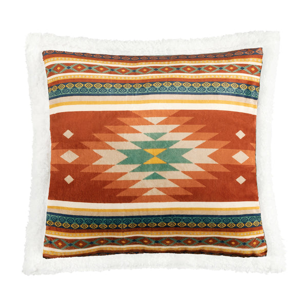 Hiend Accents Del Sol Campfire Sherpa Pillow - Cozy Southwestern Accent With Vibrant Aztec Patterns For Home Decor Multi Color Shell, 100% Polyester,Fill, 100% Polyester Cf1835pl-os-oc
