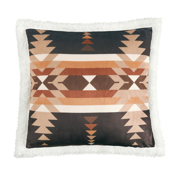 Hiend Accents Yosemite Campfire Sherpa Pillow - Cozy Southwestern Accent With Bold Aztec Design For Home Decor Black Shell, 100% Polyester,Fill, 100% Polyester Cf1839pl-os-bk