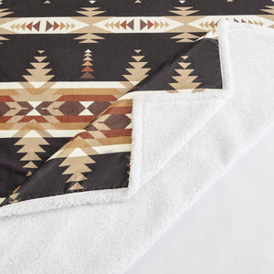 Hiend Accents Yosemite Campfire Sherpa Throw - Cozy Southwestern Design Perfect For Home, Campfires & Gifts Black Front, 100% Polyester,Back, 100% Polyester (Sherpa Fabric) Cf1839th-os-bk