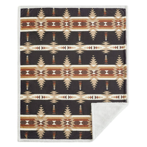 Hiend Accents Yosemite Campfire Sherpa Throw - Cozy Southwestern Design Perfect For Home, Campfires & Gifts Black Front, 100% Polyester,Back, 100% Polyester (Sherpa Fabric) Cf1839th-os-bk