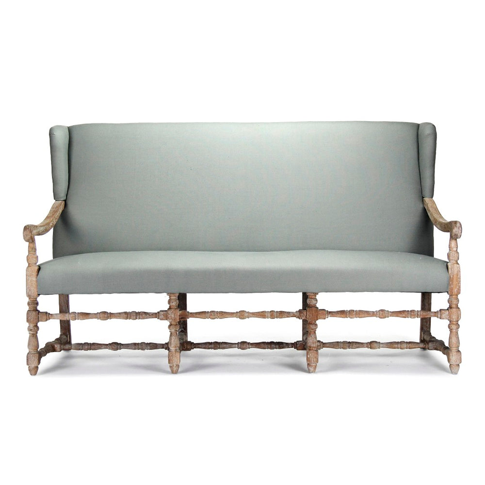 Zentique Franck Bench - Luxurious Sage Linen Cushion On Stylish Limed Grey Oak For Elegant Home Seating Limed Grey Oak,Sage Linen Oak,Linen Cf187-3 E272 I
