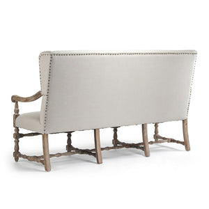 Zentique Franck Bench with Oak Frame and Linen Seat — Minimal Scandinavian Design, Sturdy Comfort for Entryways Limed Grey Oak, Natural Linen CF187-3 E272 A003