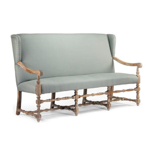 Zentique Franck Bench with Oak Frame and Linen Seat — Minimal Scandinavian Design, Sturdy Comfort for Entryways Limed Grey Oak, Sage Linen CF187-3 E272 I
