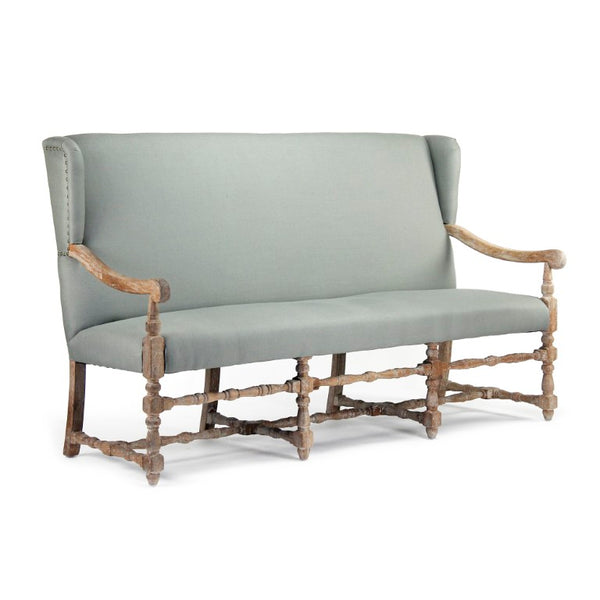 Zentique Franck Bench with Oak Frame and Linen Seat — Minimal Scandinavian Design, Sturdy Comfort for Entryways Limed Grey Oak, Sage Linen CF187-3 E272 I