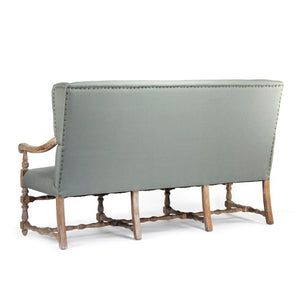Zentique Franck Bench with Oak Frame and Linen Seat — Minimal Scandinavian Design, Sturdy Comfort for Entryways Limed Grey Oak, Sage Linen CF187-3 E272 I
