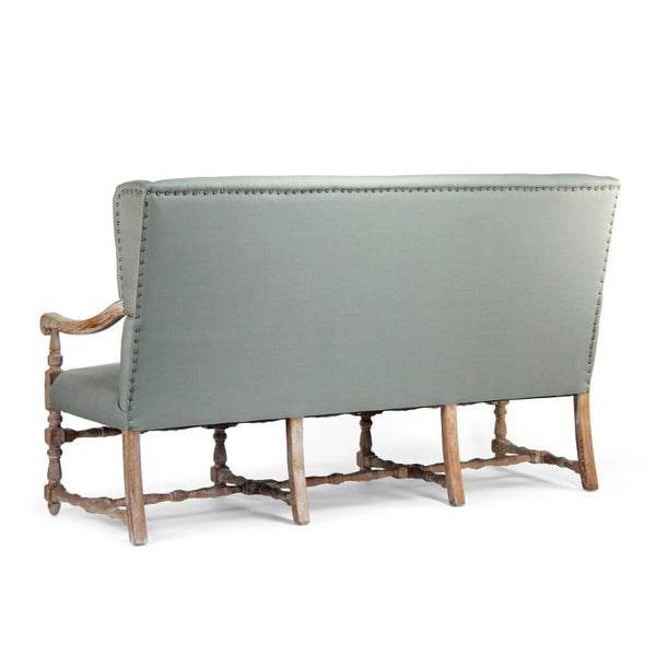 Zentique Franck Bench with Oak Frame and Linen Seat — Minimal Scandinavian Design, Sturdy Comfort for Entryways Limed Grey Oak, Sage Linen CF187-3 E272 I