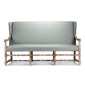 Zentique Franck Bench with Oak Frame and Linen Seat — Minimal Scandinavian Design, Sturdy Comfort for Entryways Limed Grey Oak, Sage Linen CF187-3 E272 I