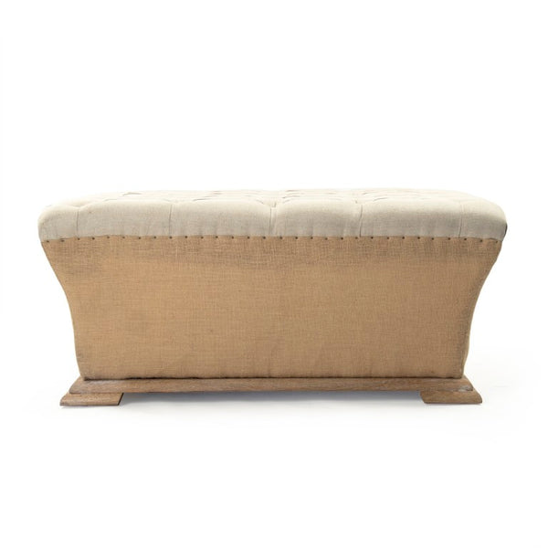 Zentique Quincy Oak-Leg Linen Ottoman | Versatile Footrest, Extra Seating or Low Table, Modern Timeless Style CF188 E272 Jute A003 FH