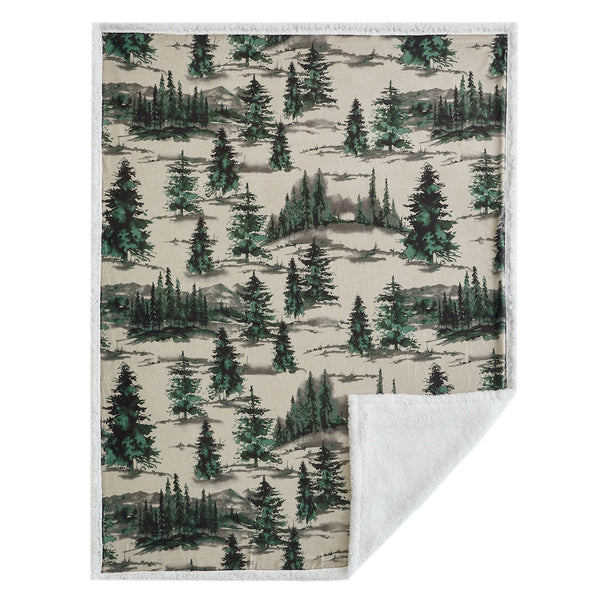 Hiend Accents Joshua Campfire Sherpa Throw - Cozy Comfort For Outdoor Gatherings With Rustic Lodge Style Charm Green Front, 100% Polyester,Back, 100% Polyester (Sherpa Fabric) Cf1915th-os-df