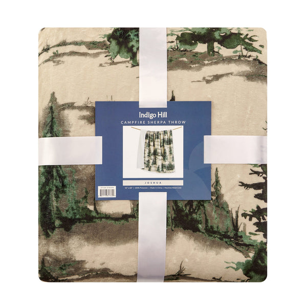 Hiend Accents Joshua Campfire Sherpa Throw - Cozy Comfort For Outdoor Gatherings With Rustic Lodge Style Charm Green Front, 100% Polyester,Back, 100% Polyester (Sherpa Fabric) Cf1915th-os-df