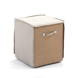 Zentique Jurgen Solid Oak Stool with Padded Linen Seat — Compact Scandinavian Accent Bench for Entryways CF191 E272 A003