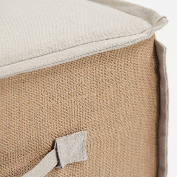 Zentique Jurgen Solid Oak Stool with Padded Linen Seat — Compact Scandinavian Accent Bench for Entryways CF191 E272 A003