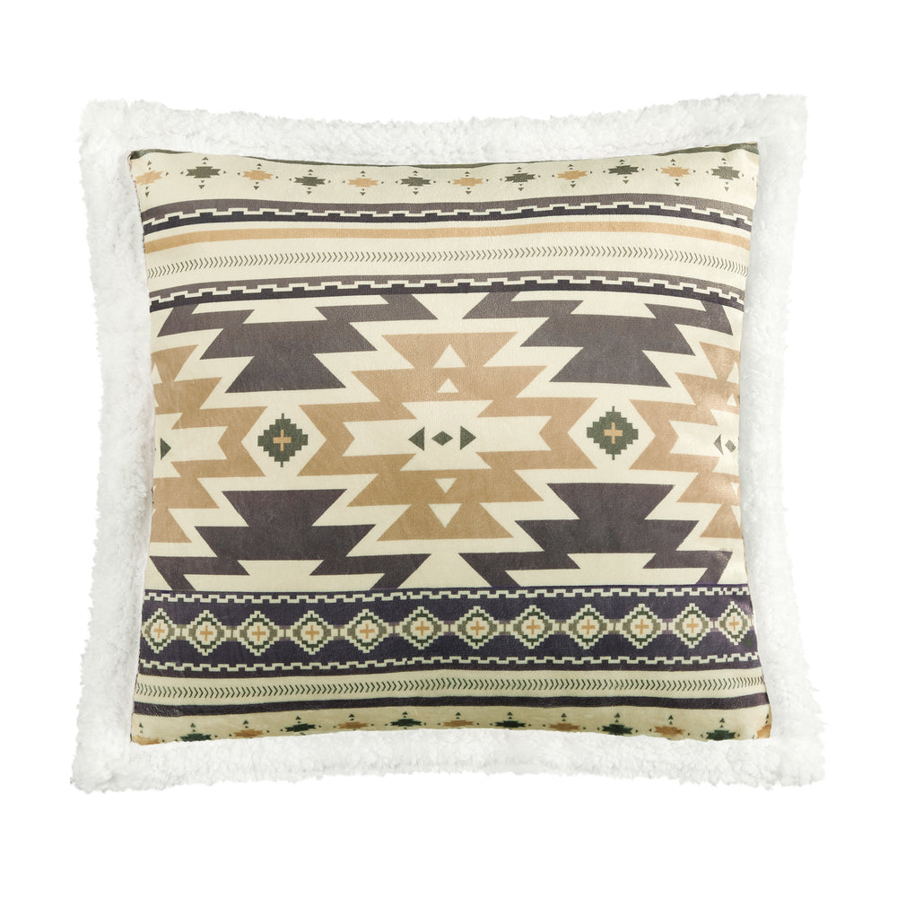 Hiend Accents Desert Sage Campfire Sherpa Pillow – Cozy Aztec-inspired Accent For Stylish And Comfortable Living Multi Color Shell, 100% Polyester,Fill, 100% Polyester Cf1939pl-os-oc