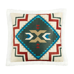 Hiend Accents Spirit Valley Campfire Sherpa Pillow - Cozy Aztec Design For Stylish Home Decor And Comfort Multi Color Shell, 100% Polyester,Fill, 100% Polyester Cf2113pl-os-oc