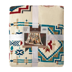 Hiend Accents Spirit Valley Campfire Sherpa Throw - Cozy Multicolor Blanket For Outdoor Adventures & Home Comfort Multi Color Front, 100% Polyester,Back, 100% Polyester (Sherpa Fabric) Cf2113th-os-oc