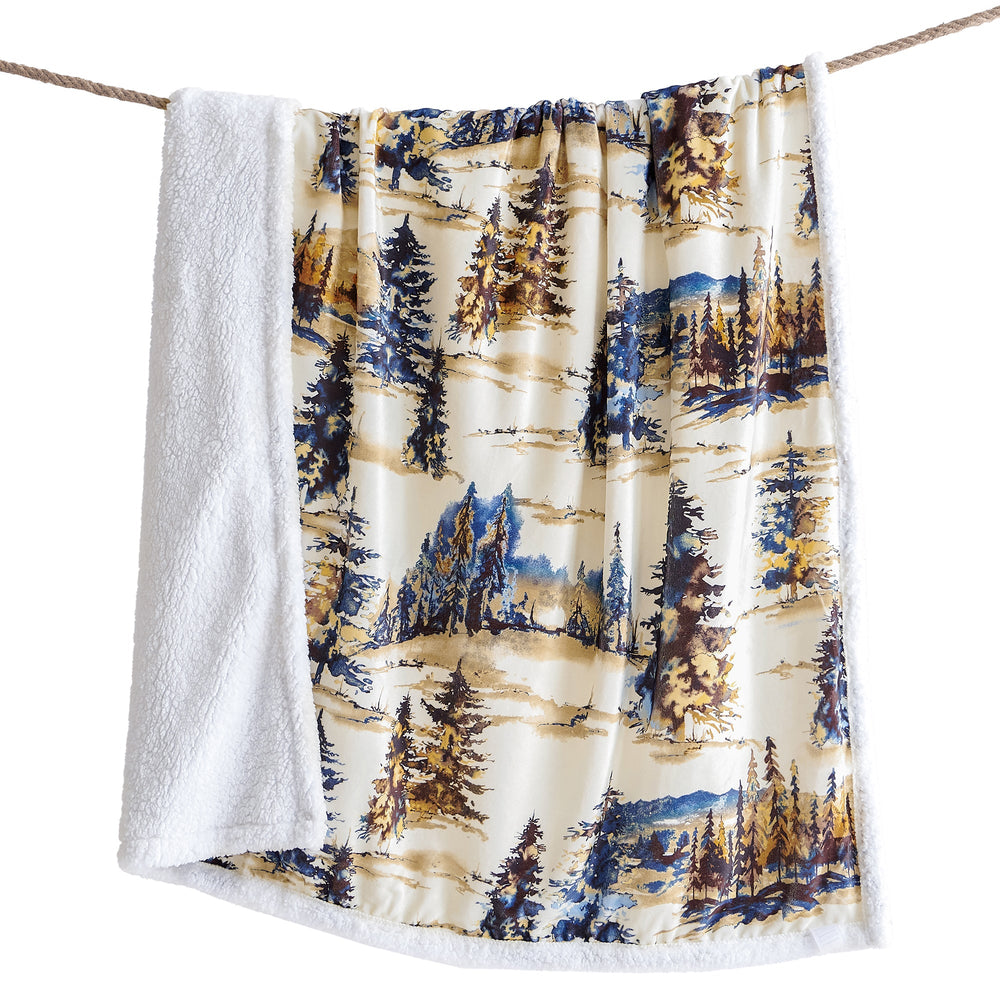 Hiend Accents Acadia Campfire Sherpa Throw - Cozy Woodland Escape With Plush Comfort And Ethereal Design Copper Front, 100% Polyester,Back, 100% Polyester (Sherpa Fabric) Cf2137th-os-cp