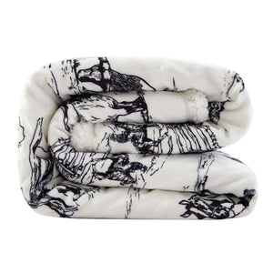 Hiend Accents Ranch Life Western Toile Campfire Sherpa Throw - Cozy Rustic Charm For Stylish Home Decor Black,White Front, 100% Polyester,Back, 100% Polyester (Sherpa Fabric) Cf2138th-os-bk