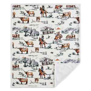 Hiend Accents Ranch Life Western Toile Campfire Sherpa Throw - Cozy Rustic Charm For Stylish Home Decor Duffle Bag Front, 100% Polyester,Back, 100% Polyester (Sherpa Fabric) Cf2138th-os-df