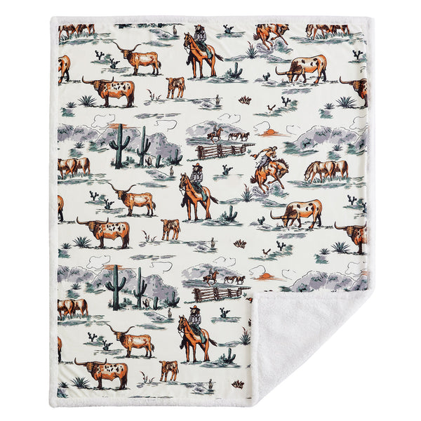 Hiend Accents Ranch Life Western Toile Campfire Sherpa Throw - Cozy Rustic Charm For Stylish Home Decor Duffle Bag Front, 100% Polyester,Back, 100% Polyester (Sherpa Fabric) Cf2138th-os-df