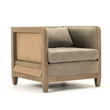 Vert Deconstructed Club Chair Dry Finished Birch, Green Moss Linen/Cotton, Burlap CF223-1 513 C064/AID010 Zentique