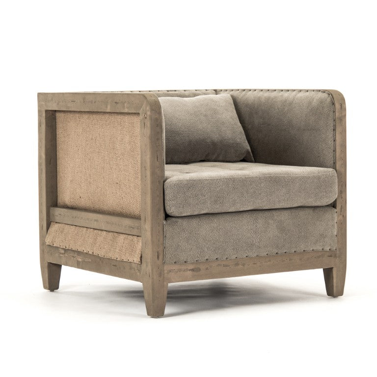 Zentique Vert deconstructed club chair with linen-burlap upholstery, solid birch frame, compact modern comfort 93 chars CF223-1 513 C064/AID010