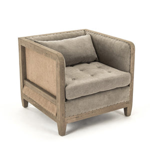 Zentique Vert deconstructed club chair with linen-burlap upholstery, solid birch frame, compact modern comfort 93 chars CF223-1 513 C064/AID010