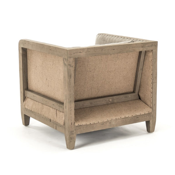 Zentique Vert deconstructed club chair with linen-burlap upholstery, solid birch frame, compact modern comfort 93 chars CF223-1 513 C064/AID010
