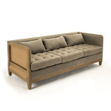 Vert Deconstructed Sofa Dry Finished Birch, Green Moss Linen/Cotton, Burlap CF223-3 513 C064/AID010 Zentique