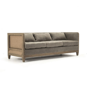 Zentique Vert Deconstructed Sofa with Birch Frame, Linen & Burlap Upholstery, Modern Relaxed Silhouette, Cozy Comfortentials CF223-3 513 C064/AID010