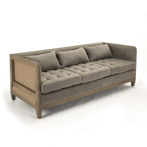 Zentique Vert Deconstructed Sofa with Birch Frame, Linen & Burlap Upholstery, Modern Relaxed Silhouette, Cozy Comfortentials CF223-3 513 C064/AID010