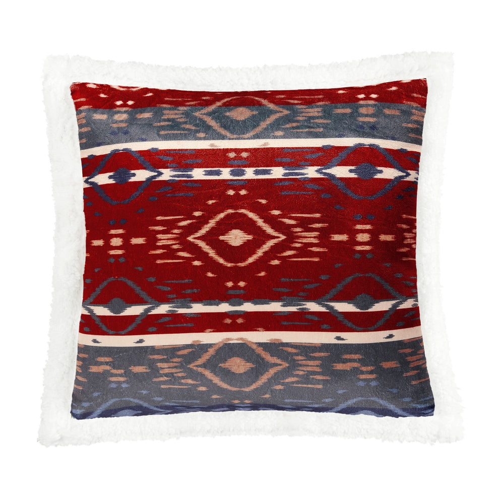 Hiend Accents Home On The Range Aztec Campfire Sherpa Pillow - Cozy Southwestern Accent For Rustic Decor Multi Color Shell, 100% Polyester,Fill, 100% Polyester Cf2237p2-os-oc