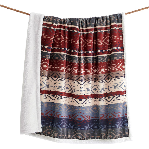Hiend Accents Home On The Range Aztec Campfire Sherpa Throw - Embrace Southwestern Charm And Cozy Warmth Today! Multi Color Front, 100% Polyester,Back, 100% Polyester (Sherpa Fabric) Cf2237t2-os-oc