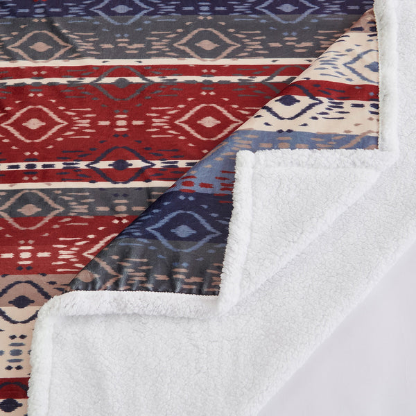 Hiend Accents Home On The Range Aztec Campfire Sherpa Throw - Embrace Southwestern Charm And Cozy Warmth Today! Multi Color Front, 100% Polyester,Back, 100% Polyester (Sherpa Fabric) Cf2237t2-os-oc