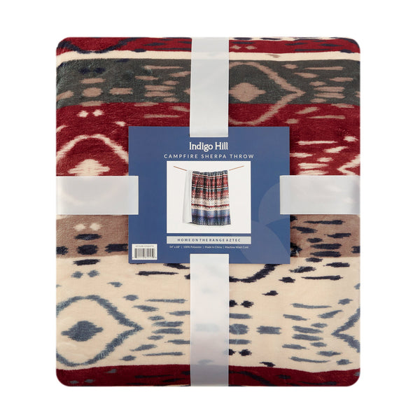 Hiend Accents Home On The Range Aztec Campfire Sherpa Throw - Embrace Southwestern Charm And Cozy Warmth Today! Multi Color Front, 100% Polyester,Back, 100% Polyester (Sherpa Fabric) Cf2237t2-os-oc