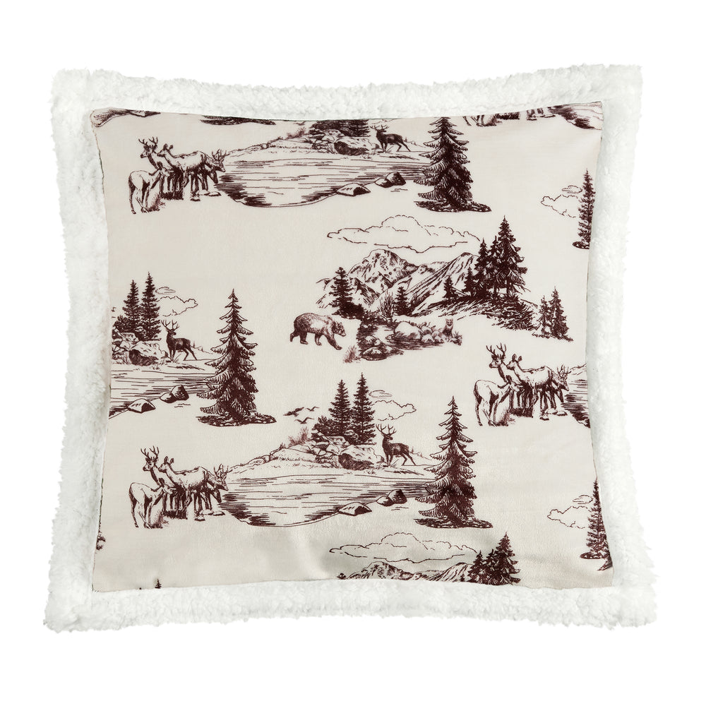 Hiend Accents White Pine Campfire Sherpa Pillow - Cozy Mountain-inspired Accent For Chic Home Décor And Comfort Tan Shell, 100% Polyester,Fill, 100% Polyester Cf2239pl-os-oc