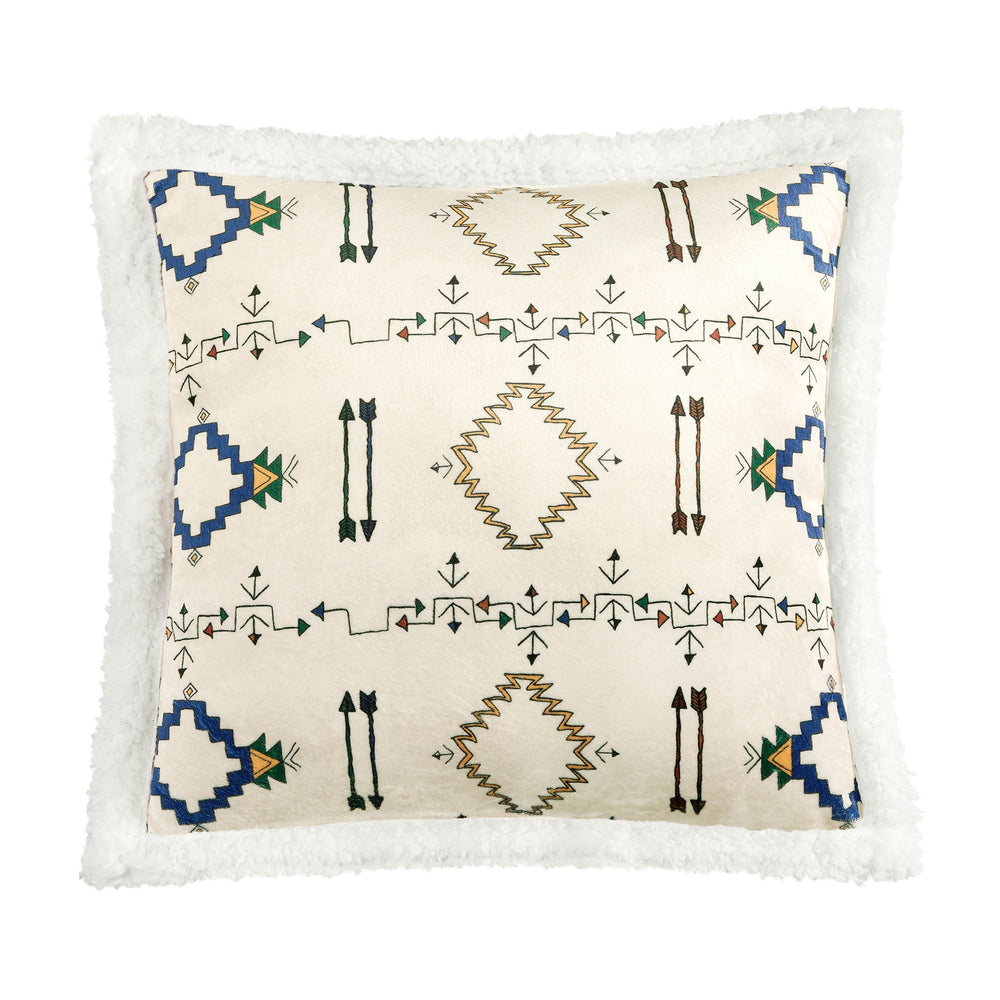Hiend Accents Arrow Campfire Sherpa Pillow - Cozy Tribal Design For Stylish Living Spaces And Outdoor Adventures Multi Color Shell, 100% Polyester,Fill, 100% Polyester Cf2317p2-os-oc
