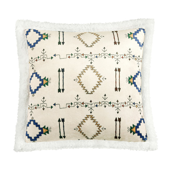 Hiend Accents Arrow Campfire Sherpa Pillow - Cozy Tribal Design For Stylish Living Spaces And Outdoor Adventures Multi Color Shell, 100% Polyester,Fill, 100% Polyester Cf2317p2-os-oc